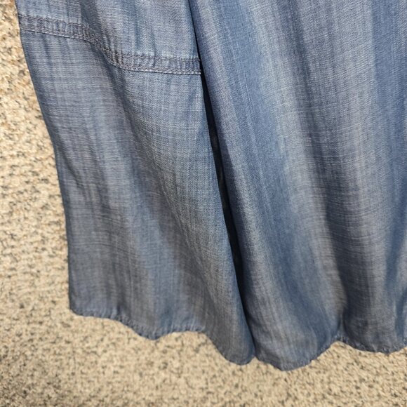 Chicos Top Womens 1 US Medium Blue Chambray V Neck Bell Sleeve Blouse Ladies - Picture 3 of 7